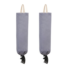 HSOFTIFY 100% Linen Plastic Bag Holder, 2 Pack Wall Mount Grocery Shopping Bag Holder with Hanging Loop, Reusable Plastic Bag Organizer Trash Garbage Bag Dispenser for Kitchen DéCor, Denim