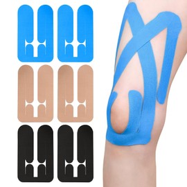 6 PCS Knee Tape,Kinesiology Tape Knee,Knee Tapes for Knee Pain,Breathable and Waterproof,Provide Support and Stability for Muscles,Great for Running,Hiking,Cycling(Black,Skin Color,Blue)
