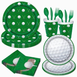 Golf Party Decorations for 16 Guests, Golf Party Supplies, Party Plates, Napkins, Cups, Cutlery, Balloons, 126pcs