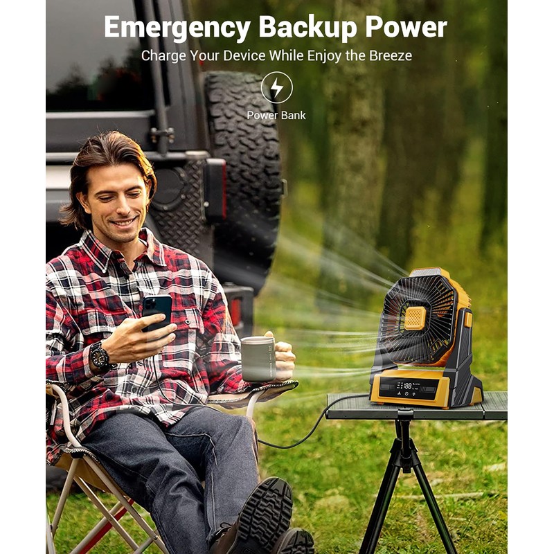 KopBeau Portable Camping Fan with Lights, 20000mAh Rechargeable Battery Operated