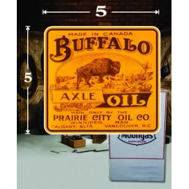 Orafol 5" x 5" BUFFALO Axle Gas Vinyl Decal Lubester Oil Pump Can Lubster Restoration