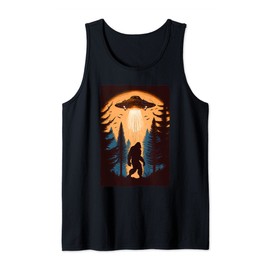 Funny Alien and Bigfoot UFO, Bigfoot Alien Abduction Tank Top