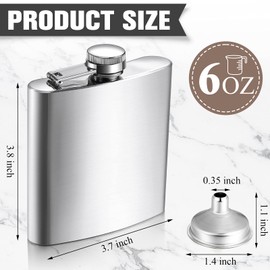 Honeydak 10 Pcs 6 oz Hip Flask for Liquor Stainless Steel Liquor Flask for Men Women with Leak Proof Funnels, Wine Glass for Wedding Party Groomsman Bridesmaid Camping Birthdays Gift