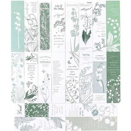 moin moin 2503sor131 Bookmark Bookmark Antique Embossed Flower Set of 20 / Message Card Memo Letter Retro Beautiful Painting Art Illustration Flower Antique English Lily Lily Illustration Green White
