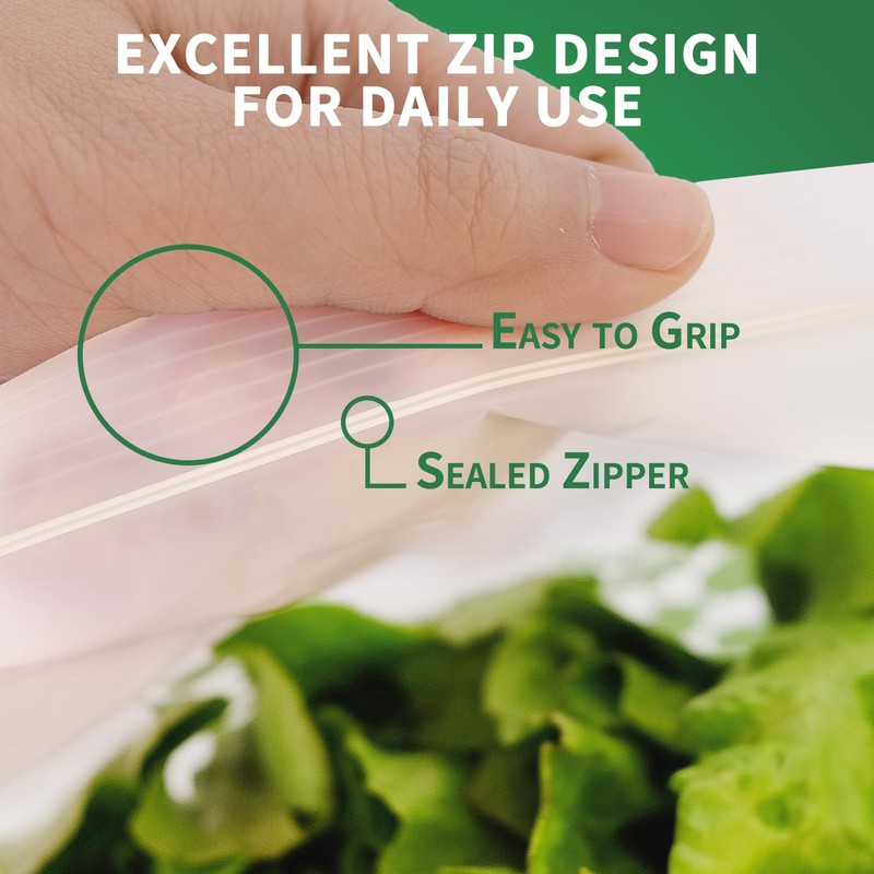 WRAPOK 25 Pack 100% Compostable Gallon Bags Biodegradable Freezer Bags