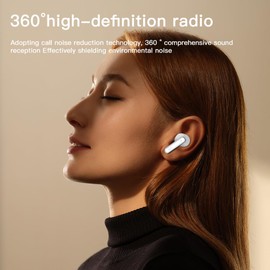A90 Bluetooth earphones, equipped with an intelligent color touch screen, supporting ANC and ENC active noise reduction functions, wireless audio earbuds for better sound quality and comfort (WHITE)