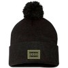 Chicago Flag Cuffed Pom Knit Hat Olive Green Patch Black