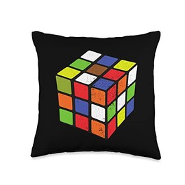 Vintage 80s Speed Cubing Puzzle Cube Master Colorful Throw Pillow