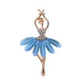 QLUYCKW Ballet Dancer Brooch Pin for Women Dainty Fashion Colourful Rhinestones Dancing Ballerina Brooches Birthday Party Dainty Dress Accessories Jewelry (Blue)