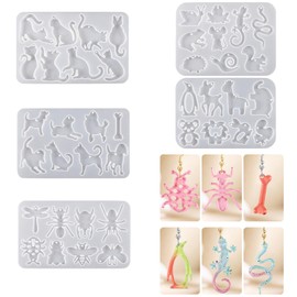 Mulukaya Animal Insect Earring Resin Silicone Molds Cat Dog Deer Koala Butterfly Snake Spider Bee Casting Molds Jewelry Making Tools for DIY Craft Keychain Necklace Earrings Projects
