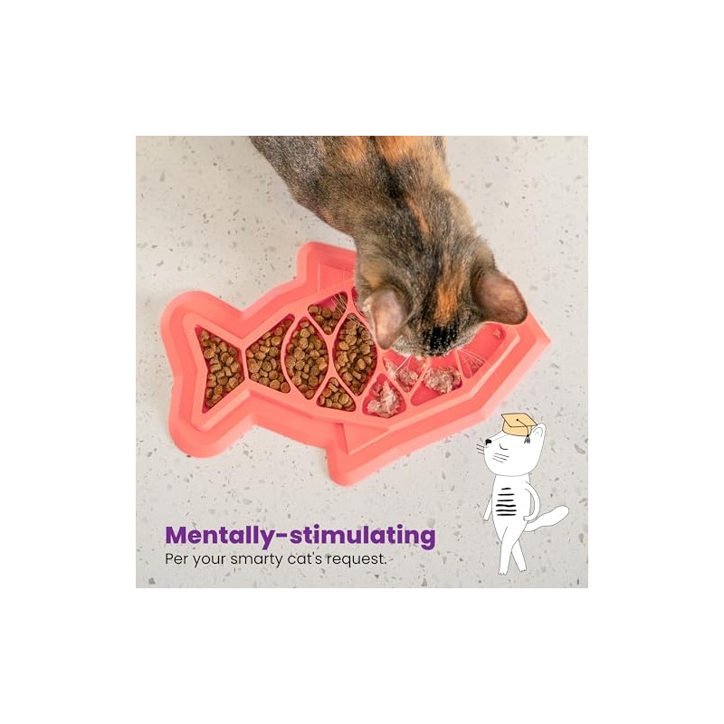Petstages Fishie Fun Feed Mat - Comedero Lento para Gatos