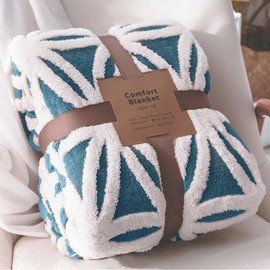 sledar Soft, Washable 2-Ply Half Throw Blanket, Antibacterial, Odor Resistant, Anti-Mite, Warm, Fluffy, Pile, Scandinavian Style, Ideal for Fall and Winter,39.4 x 51.2 inches (100 x 130 cm), Teal