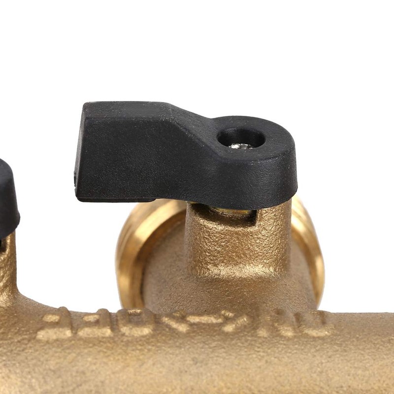 Garden Hose Splitter 4 Way Brass,3/4" Tap Splitter Shut Off