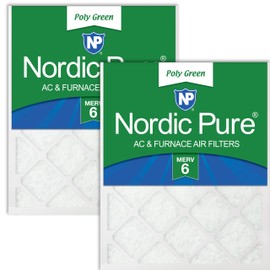 Nordic Pure 18x20x1 (17 1/2 x 19 1/2 x 3/4) Poly Green MERV 6 AC Furnace Air Filters – Reduces Dust, Pollen, Pet Dander & Allergens – 2-Pack