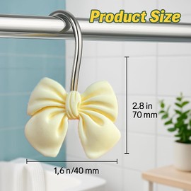 Juego de 12 ganchos para cortina de ducha de color beige, para cortina de baño, diseño bonito y duradero, se adapta a barras de ducha estándar, fácil instalación