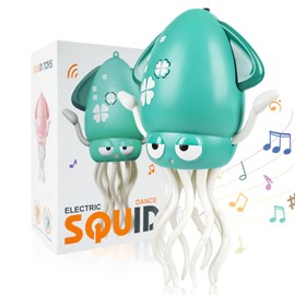 Electric Dancing Octopus Baby Toy, Dancing Squid Crawling Toys,Automatic Evasion Octopus Toy with Led Light and Music, Interactive Entertainment for Baby Sensory Development Birthday Gifts(Green)