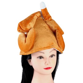 BinaryABC Thanksgiving Plush Turkey Hat,Roasted Turkey Hats,Thanksgiving Day Costume Party Accessory (Brown)