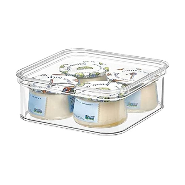 iDesign 71450EU Fridge Storage Box, Stackable Kitchen Storage Container Made of BPA-free Plastic, Kitchen Organiser for Tinned Foods, Spices and More, Clear, 16.1 cm x 16.1 cm x 9.6 cm