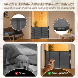 Reinforced 71" Wide Retractable Gate with Reinforced Strips,Black