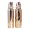 Set of Plain and Hammered Copper Water Bottle Thermos, 850