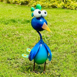 Kircust Peacock Decor Metal Yard Art Outdoor Statues Lawn Decorations Outdoor Garden Peacock Decorations for Home