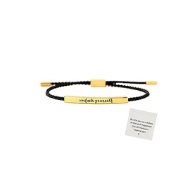 NIQIPOK Unf ck Yourself Tube Bracelet for Women Men Adjustable Handbraided Wrap Tube Bracelet, Inspirational Couple Bracelets Jewelry Christmas Gifts (Black Rope, Gold)