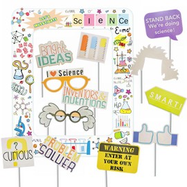 Science Photo Box Accessories Children's Birthday Decoration Experiments Photo Props Physical Chemical Inflatable Photo Frame Scientific Children's Birthday Party Gift for Boys Girls