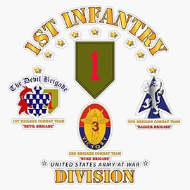 HOF Trading Army - 1St Infantry Division W Named Bcts - V1 Vinyl Sticker Waterproof Decal Laptop Wall Window Bumper Sticker 5"