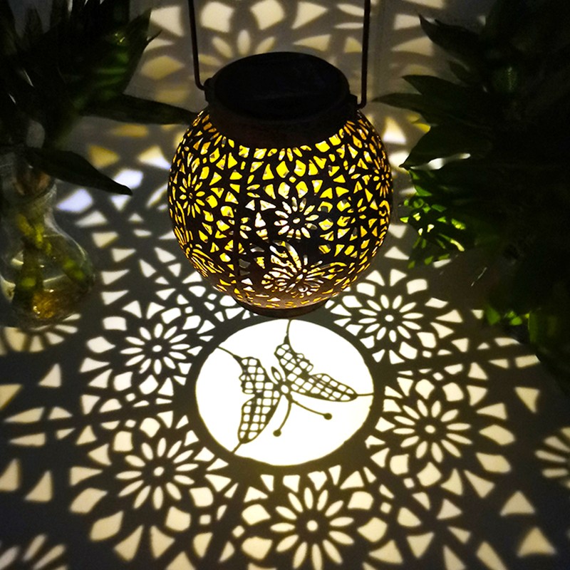 Patio Lawn Spherical Skeleton Projection Lamp Metal Butterfly Dragonfly Hummingbird