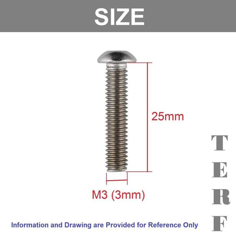 TERF® M3 X 25mm Hex Socket Cap Button Head Machine