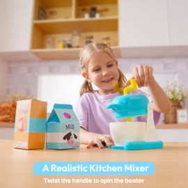 Whisk n' Bake Bakery Mixer Playset, 16 Pieces Toy Kitchen and Food Accessories with Play Money and Menu, Pretend and Play Toys for Girls Boys, Birthday Gift for Kids