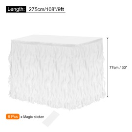 sourcing map 9ft White Tutu Table Skirt, Tulle Curly Willow Table Skirt for Rectangle Tables, Ruffle Table Skirt for Birthday Wedding Gender Reveal Party