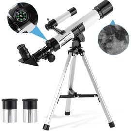 Telescope for Kids & Beginners 40mm Aperture 400mm AZ Mount Astronomical Refracting Telescope with Finder Scope Compass and Tripod