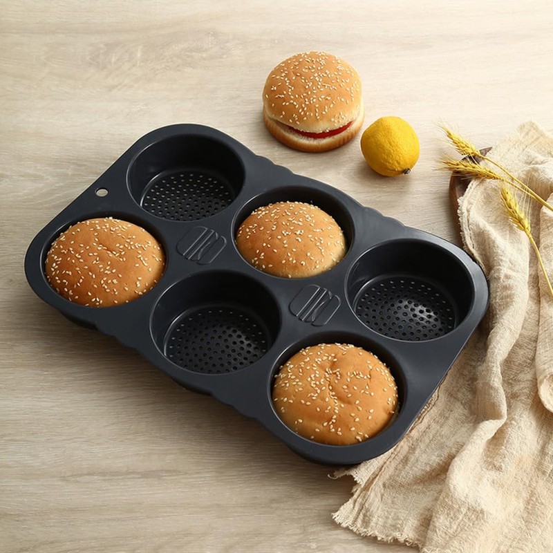 NatureMan 4 Pcs Silicone Baguette Pan and Hamburger Bun Pan