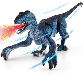 Aotrytion Remote Control Dinosaur Toys for Kids, Dinosaur Toys for Boys Big Walking Velociraptor Dino with Light Sound and Spray Stream Birthday Gift Ideas for Boys and Girls 3-5 4-7 Year Old