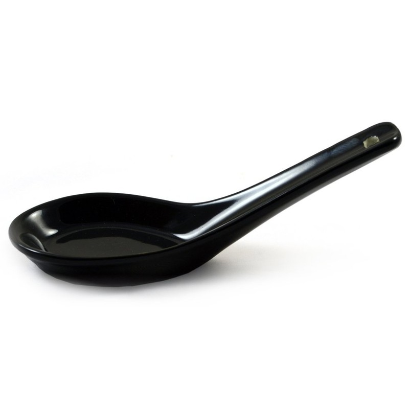 Black Ceramic Japanese Miso Soup Spoon
