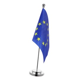 DOITOOL Table Flag with Stand European Union Desk Flag for Office Decor International Flags Decoration Elegant Design with Stable Base for Holiday and Event Displays
