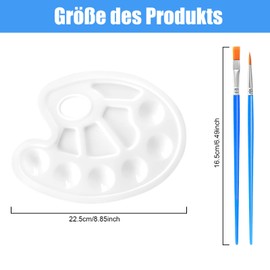 Paint Palettes, 4 Pieces Mixing Palette, Painting Palette with 2 Pieces Brushes for Painting and Crafts, White