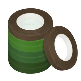 MECCANIXITY Floral Stem Wrap Tape Floral Tapes 30yard Length 1/2 Inch Width for Bouquet Crafts Wedding Arrangement Pack of 8, 4 Mixed Color Dark Green, Green, Light Green, Brown
