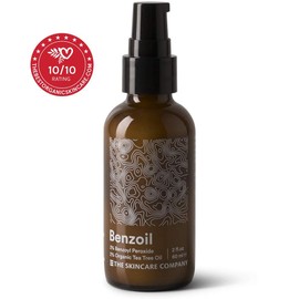 Benzoil - 3% Benzoyl Peroxide & 2% Tea Tree Oil Rapid Acne & Spot Treatment Serum - 70% Organic, Preservative-Free, Normal & Cystic Acne - 2 oz