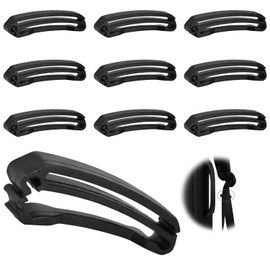 Tape Clips, Set of 10, Belt Clips, Black, Plastic, Lightweight Adjuster, For Webbing Belts, Backpacks, Bags, Belt Securing Assistance, Outdoor Camping Multi-Functional Buckles, Easy to Install