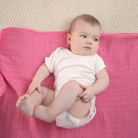 Tommy Lise Baby Muslin Scarf, 120 x 120 cm, 100% Organic Cotton, Comfortable and Soft Muslin Blanket, Baby Blanket, Muslin Cloth, Children, Muslin Baby Blanket, Rosy Blush