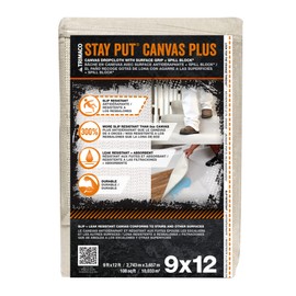 Trimaco 04321 Slip Resistant Dropcloth Stay Put Canvas Plus Drop Cloth, 9-feet x 12-feet