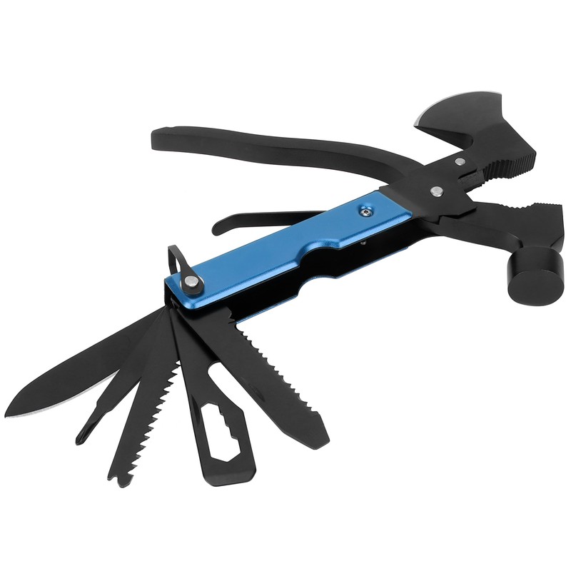 15In1 Axe Hammer MultiFunctional Camping Survival Screwdrivers Pliers Bottle Opener(Blue