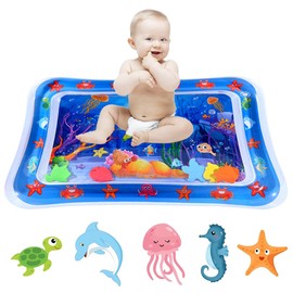Baby Water Play Mat, Toy, Water Play Mat, BPA-Free, Baby Inflatable Tummy Time Mat, Children's Toy, Water Mat, Play Mat, Baby for 3, 6, 9 Months, Blue Ocean 69 x 50 cm