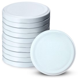 KADAX Screw Lid fi66 mm, Replacement Lid Set Made of Metal, Preserving Lids Suitable for 200 ml and 315 ml Jars, Twist-Off Lid with 4 Locking Teeth, Lids (White, Pack of 10)