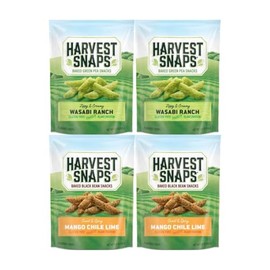 Variety Pack Snaps Veggie Chips - 4 Pack Assortment, Includes 2 Wasabi Ranch and 2 Mango Chile Lime Flavors, Gluten-Free, Plant-Based Protein Snacks, Healthy Savory & Sweet Snack Option