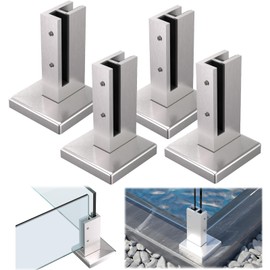 Double-Sided Glass Railing Spigot by LukLoy, Heavy Duty 4.3LB Wind-Resistant Glass Spigots SS304 Glass Railing System for Home Garden Stairs Balustrade Balcony(4 Pack, Brush Corner Spigot)