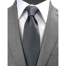 ZENXUS Extra Long Solid Tie for Men Big and Tall, Dark Grey XL Tie 63 inch