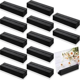 10 Pack Wooden Acrylic Sign Holders,Acacia Wood Place Card Holder ,Wood Place Card Holder,Table Number Stands Picture Holder Acrylic Sign Holders for Table Number Signs, Wedding Party EventsDinner (Black)